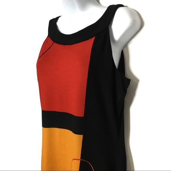 Joseph Ribkoff Dress Sz 6 Orange Red Black - Picture 3 of 7